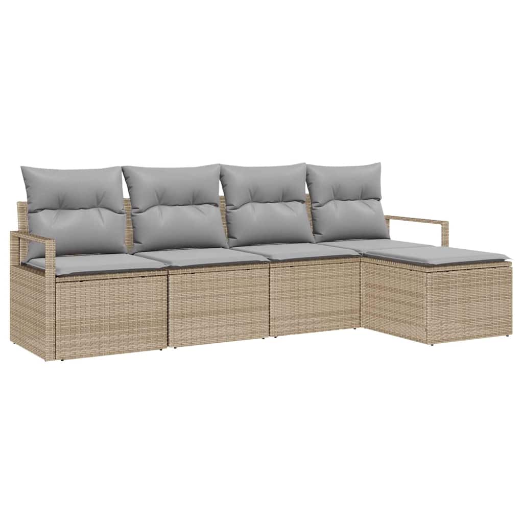 Garten-Sofa-Set mit Kissen 5 pcs Beige und Hellgrau
